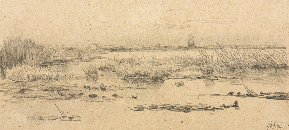 Gezicht op een plas (uit Album Amicorum Mesdag)